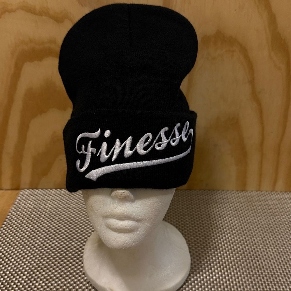 FINESSE* WAFFLE BLACK BEANIE Brand New